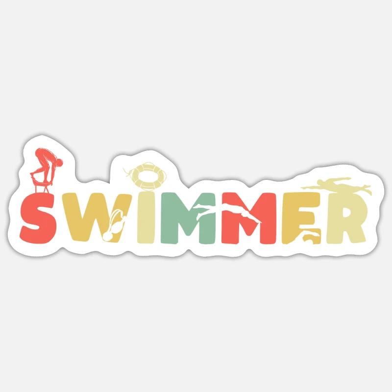 Nageurs nageurs - Sticker taille S (10 x 10 cm) - blanc mat