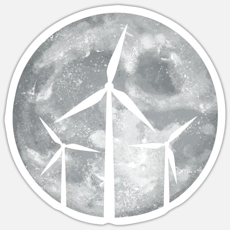 Windkraftanlage - Sticker Größe S (10 x 10 cm) - Mattweiß