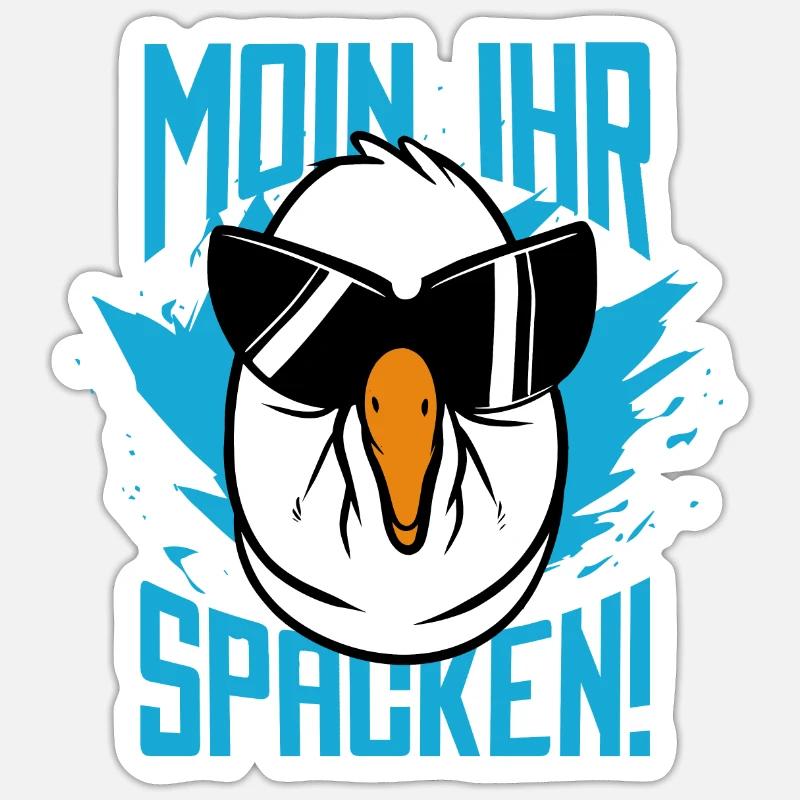 Moin Ihr Spacken Möwe - Sticker Größe S (10 x 10 cm) - Mattweiß