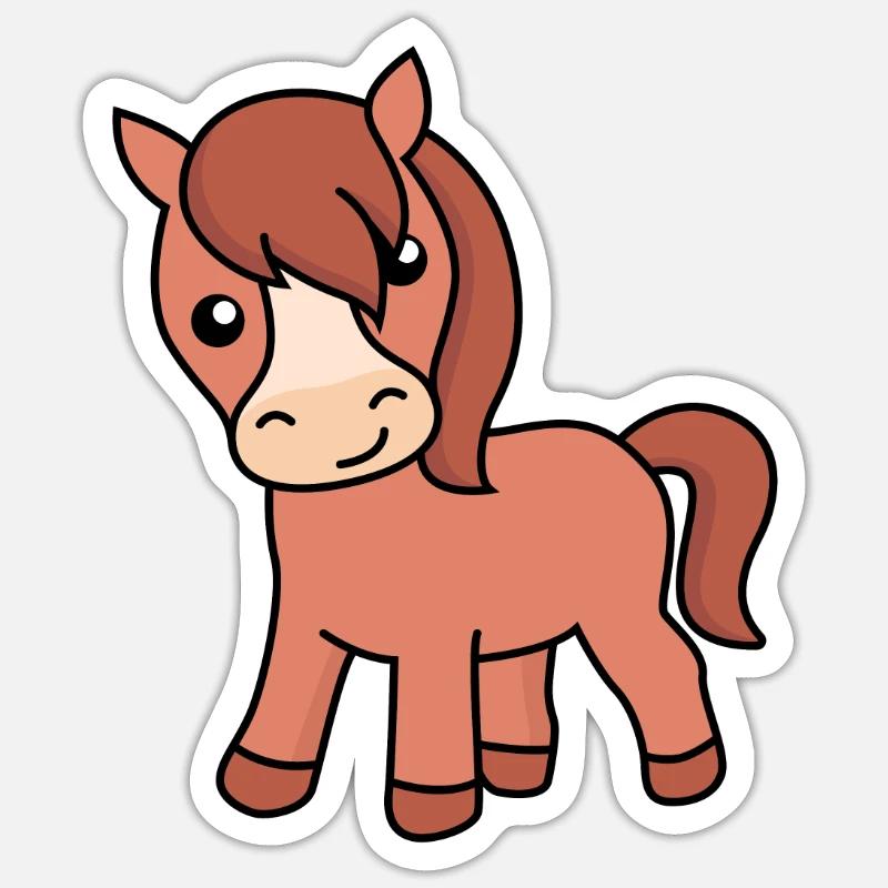 Pferd Comic Tier Sticker Größe S (10 x 10 cm)