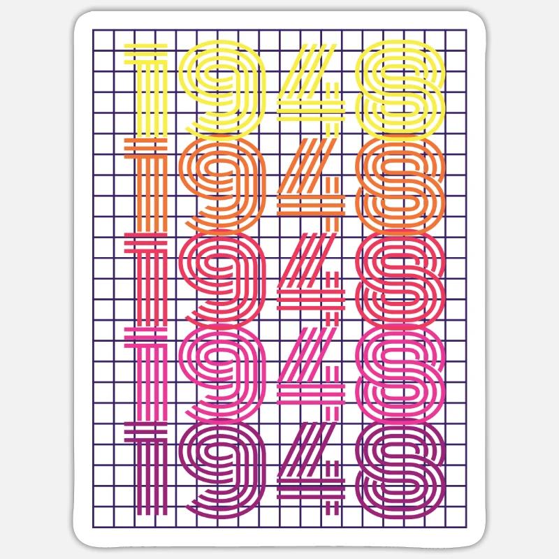 1948 Rétro - Sticker taille S (10 x 10 cm) - blanc mat