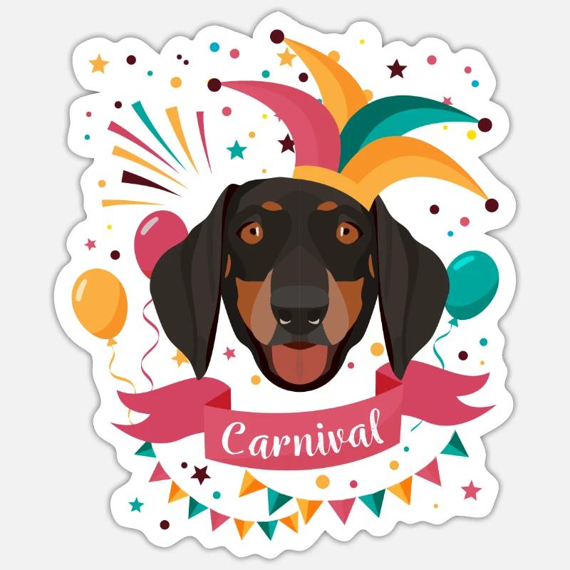 Carnaval de teckels Carnaval Sticker taille S (10 x 10 cm)