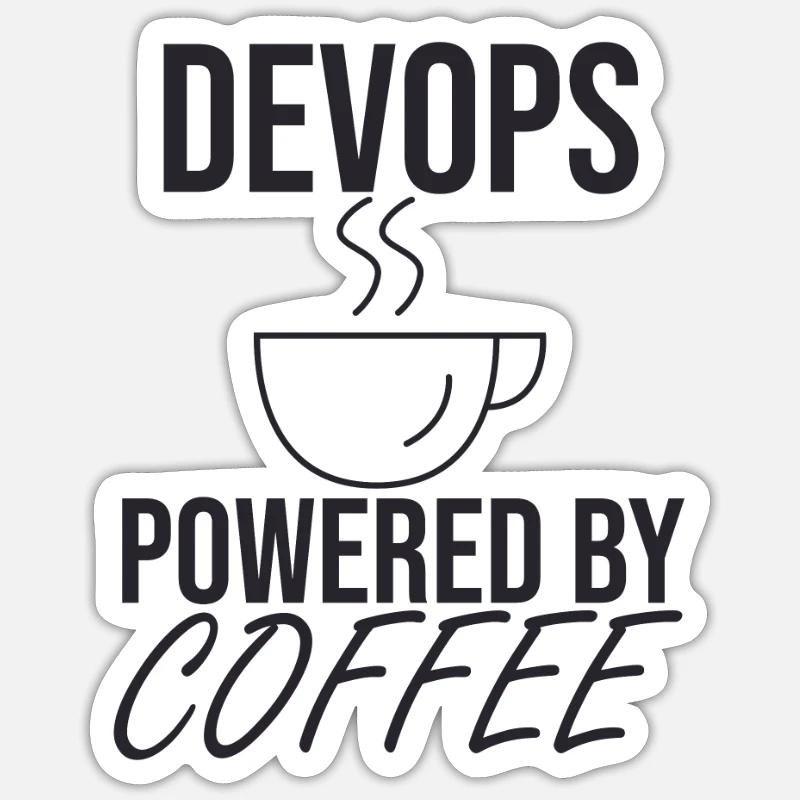 | de café DevOps Développement de logiciels » Sticker taille S (10 x 10 cm)