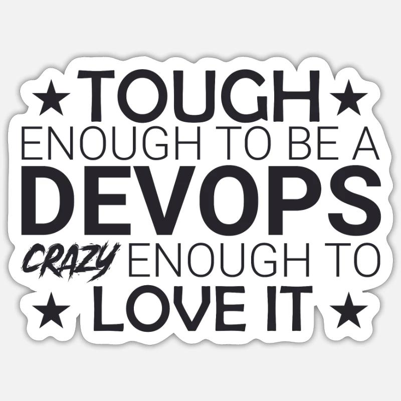 "DevOps Crazy | Softwareentwicklung" - Sticker Größe S (10 x 10 cm) - Mattweiß