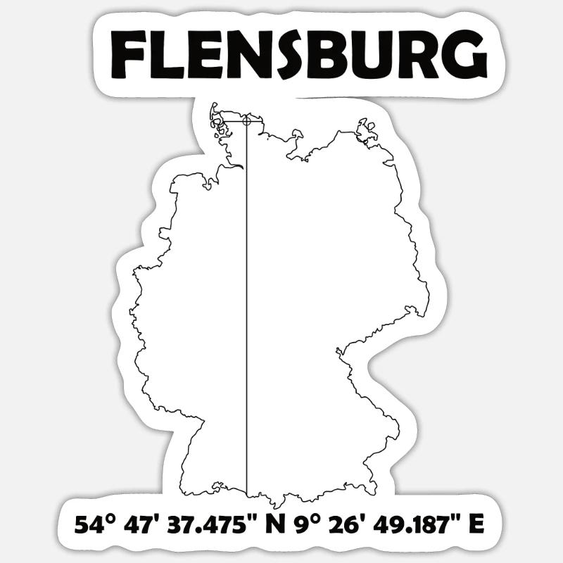 Flensburg Map - Sticker size S (10 x 10 cm) - white matte