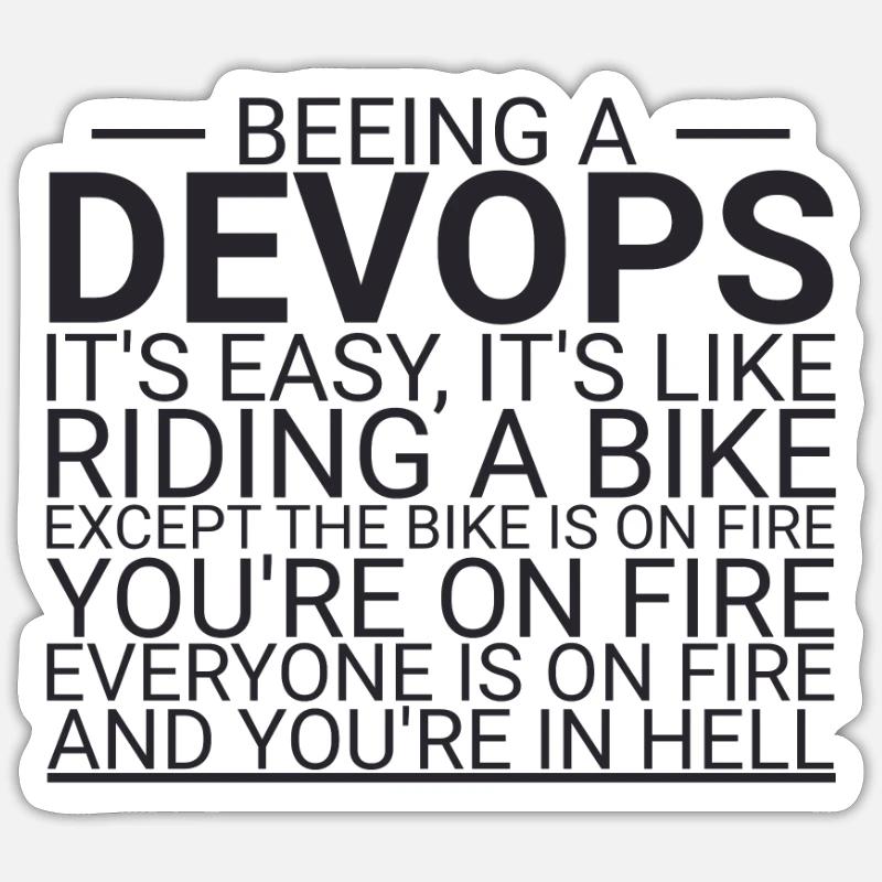 "DevOps Hell | Software Development" - Sticker size S (10 x 10 cm) - white matte