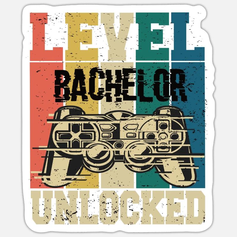 Niveau Bachelor Débloqué - Sticker taille S (10 x 10 cm) - blanc mat