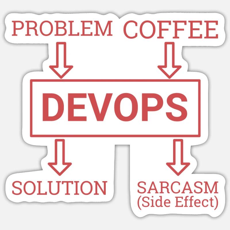 « Sarcasme DevOps | Développement de logiciels » Sticker taille S (10 x 10 cm)