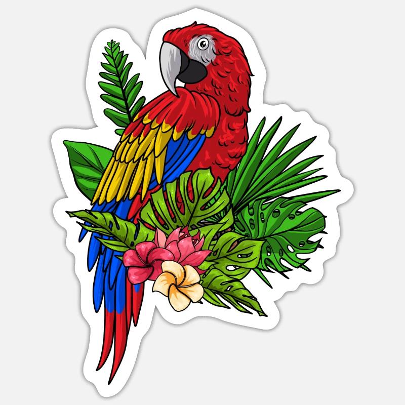 Perroquet - Sticker taille S (10 x 10 cm) - blanc mat
