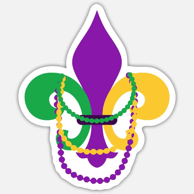 Symbole de Mardi Gras - Sticker taille S (10 x 10 cm) - blanc mat