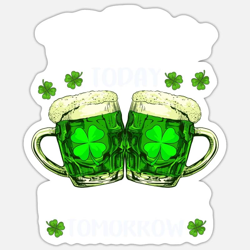 St. Patrick's Day Kleeblatt Irisch Bier Geschenk - Sticker Größe S (10 x 10 cm) - Mattweiß