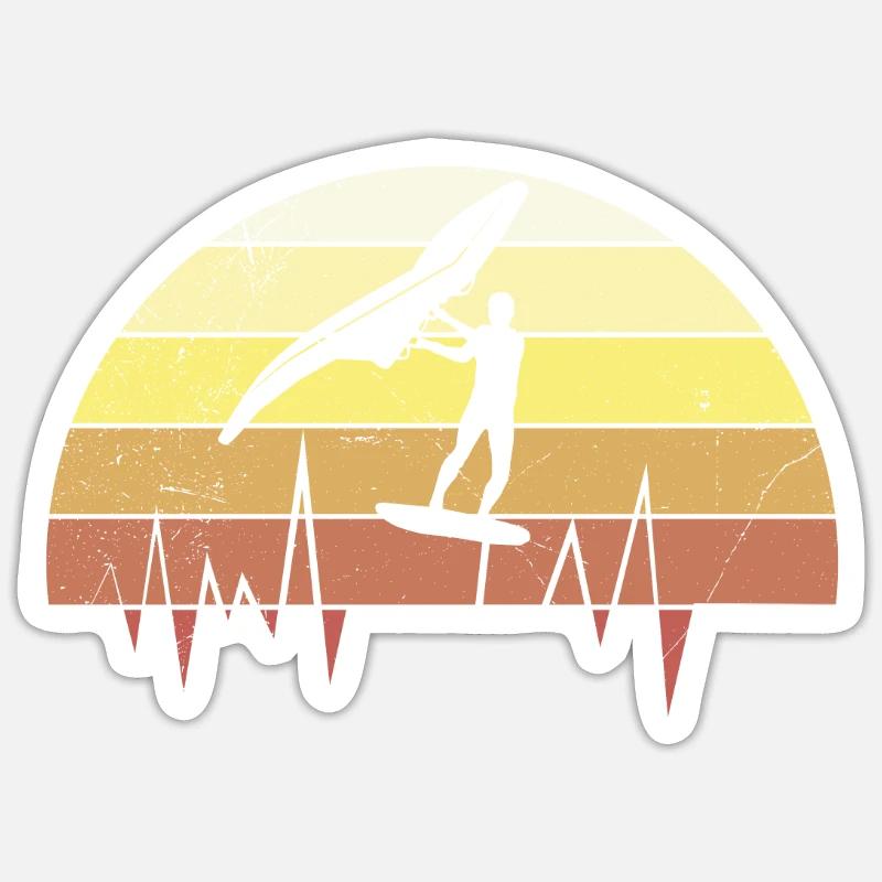 Wing Foil Retro Wing Surf Foiler - Sticker taille S (10 x 10 cm) - blanc mat