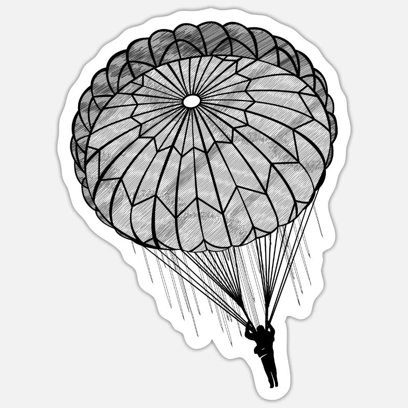 Fallschirmjäger Fallschirm Rundkappe Falli - Sticker Größe S (10 x 10 cm) - Mattweiß
