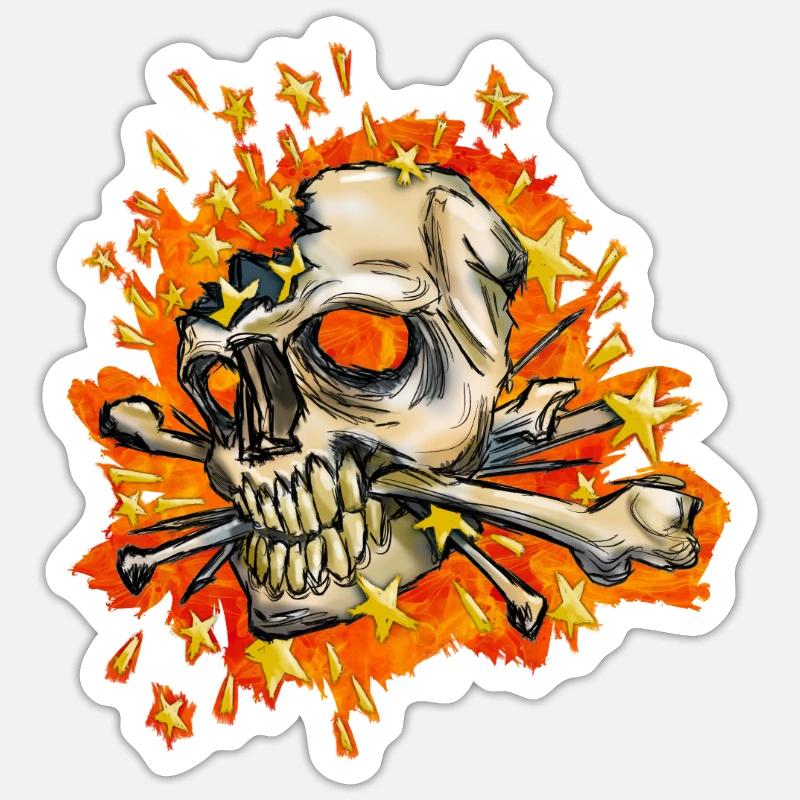crâne qui explose - Sticker taille S (10 x 10 cm) - blanc mat
