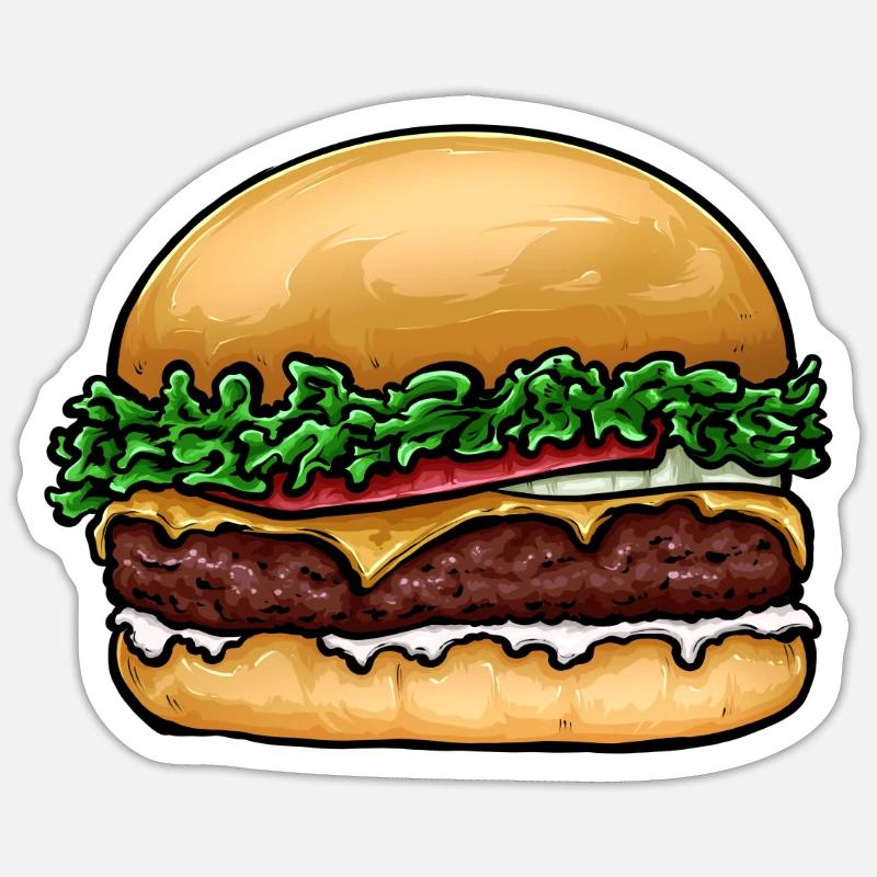 Hamburger Cheeseburger Sticker Größe S (10 x 10 cm)