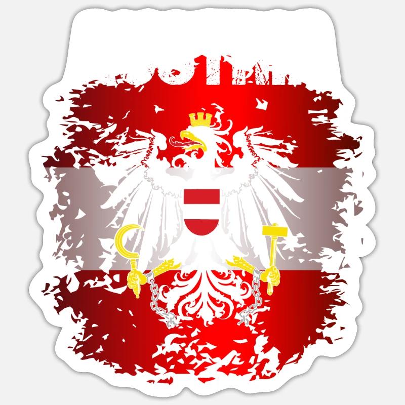 Austria Flag - Sticker Größe S (10 x 10 cm) - Mattweiß