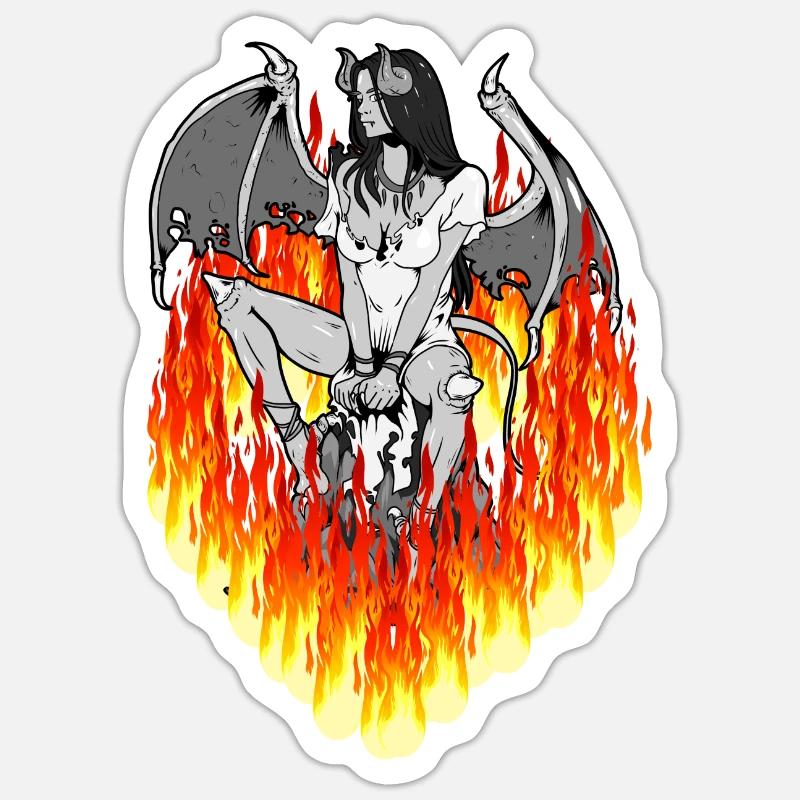 Flames Purgatory She-devil Hell Horror Halloween Sticker size S (10 x 10 cm)