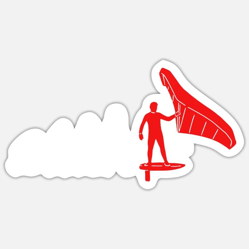 Wing Foil Evolution Wing Surf Affe Wingfoil - Sticker Größe S (10 x 10 cm) - Mattweiß
