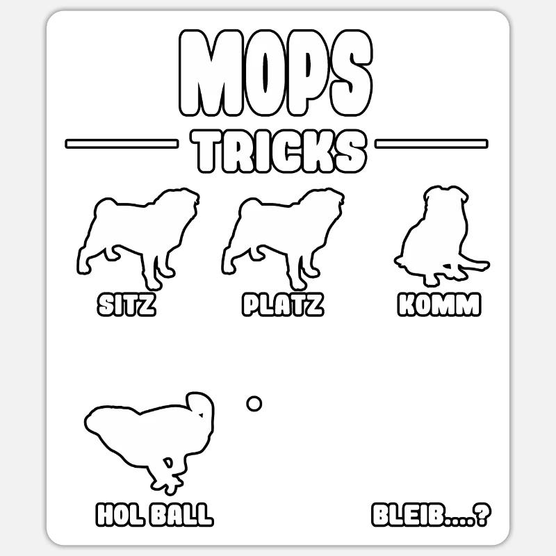 Witziges Mops Pug Puggle Hunde Tricks Sticker Größe S (10 x 10 cm)