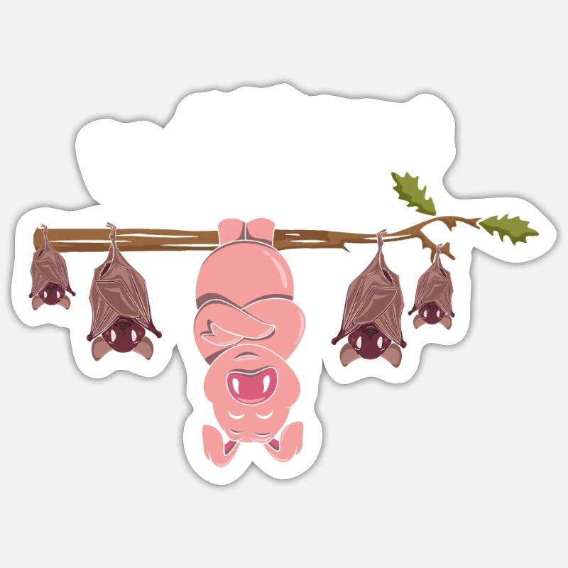 Be Different Sei Anders Schwein mit Fledermäusen - Sticker Größe S (10 x 10 cm) - Mattweiß