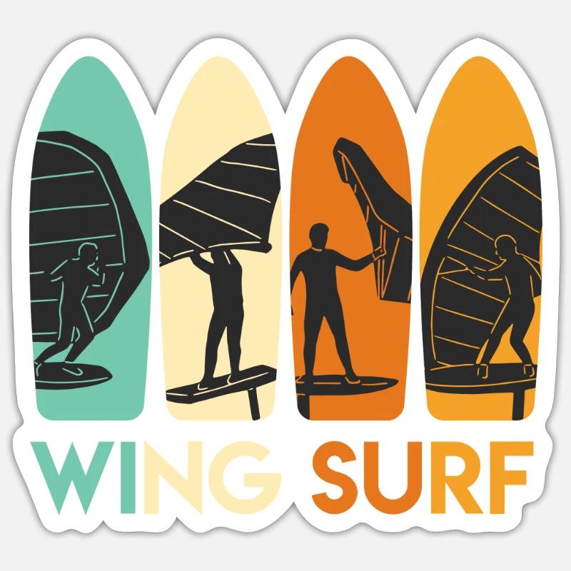 Wing Surf WIng Foil Rétro Wingfoiling - Sticker taille S (10 x 10 cm) - blanc mat