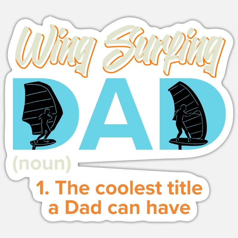 Wing Foiling Papa Wing Surf Wing Foil - Sticker taille S (10 x 10 cm) - blanc mat