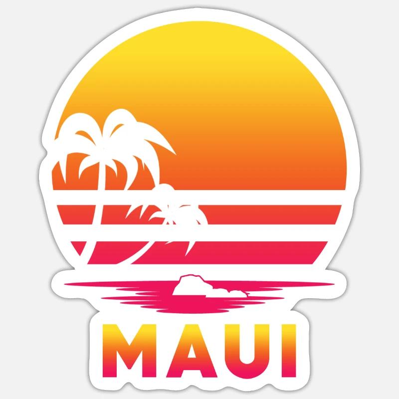 Plage rétro de Maui - Sticker taille S (10 x 10 cm) - blanc mat