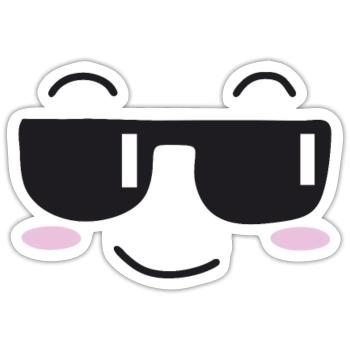 Sunglasses laugh face - Sticker size S (10 x 10 cm) - white matte - Front
