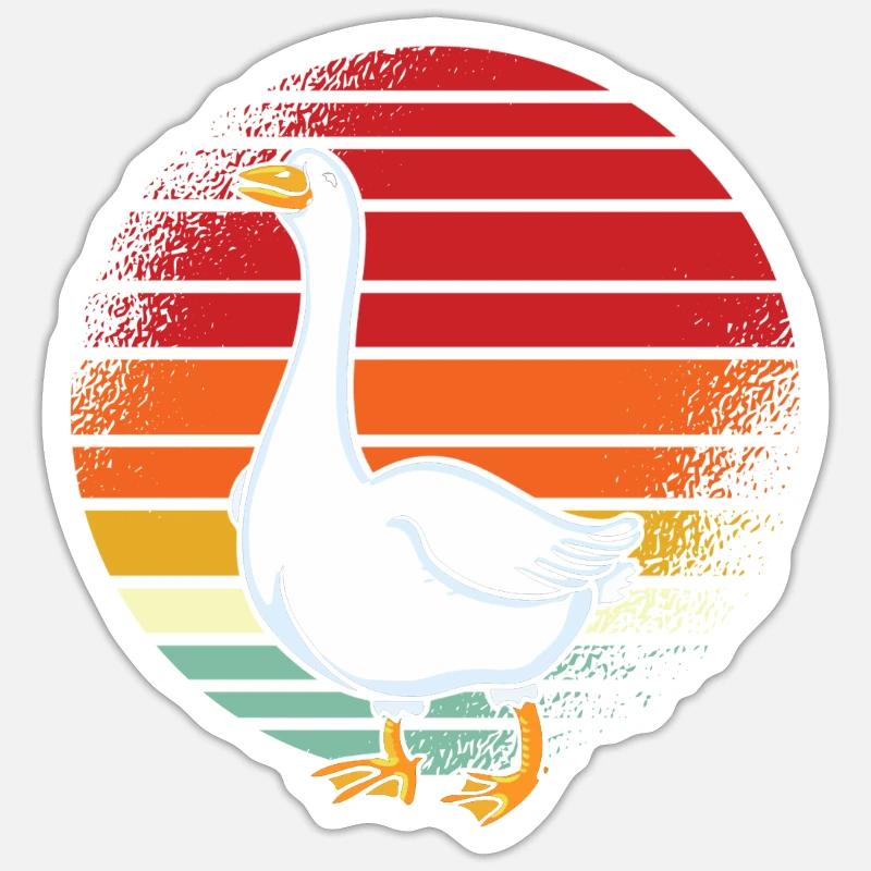 Gans Retro - Sticker Größe S (10 x 10 cm) - Mattweiß