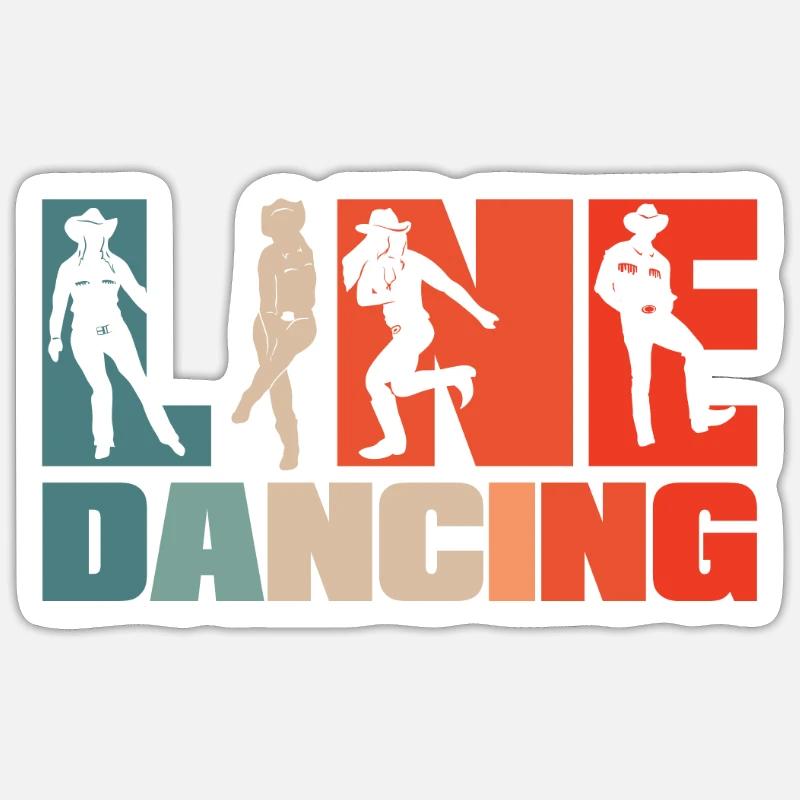 Line Dance Line Dancing - Sticker Größe S (10 x 10 cm) - Mattweiß