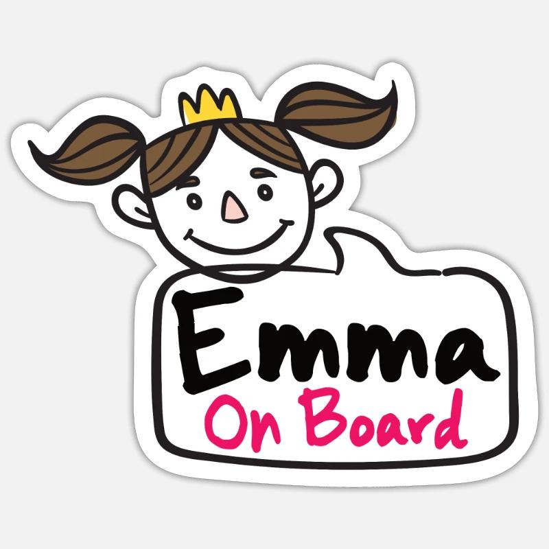 Emma On Board - Sticker size S (10 x 10 cm) - white matte