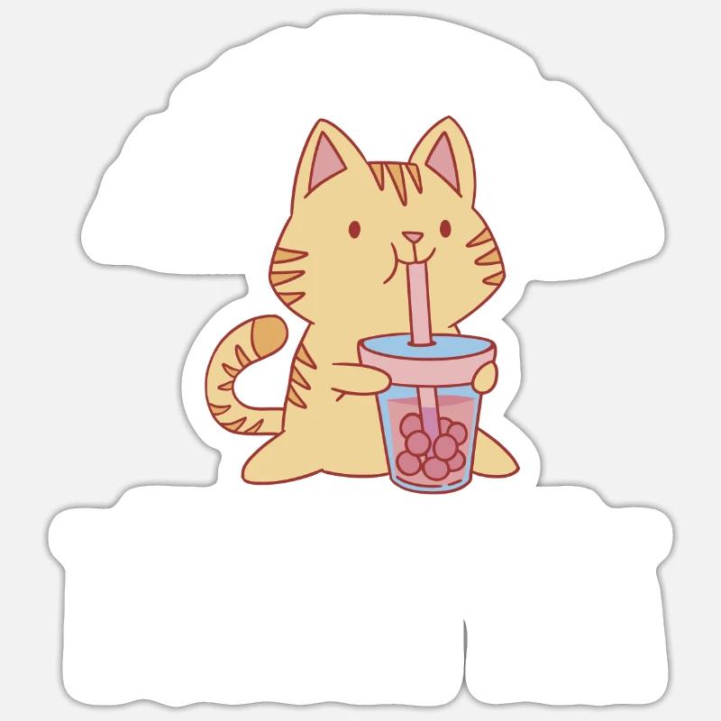 bubble tea Bubble Tea Merch Bubble Tea Merchandise - Sticker Größe S (10 x 10 cm) - Mattweiß
