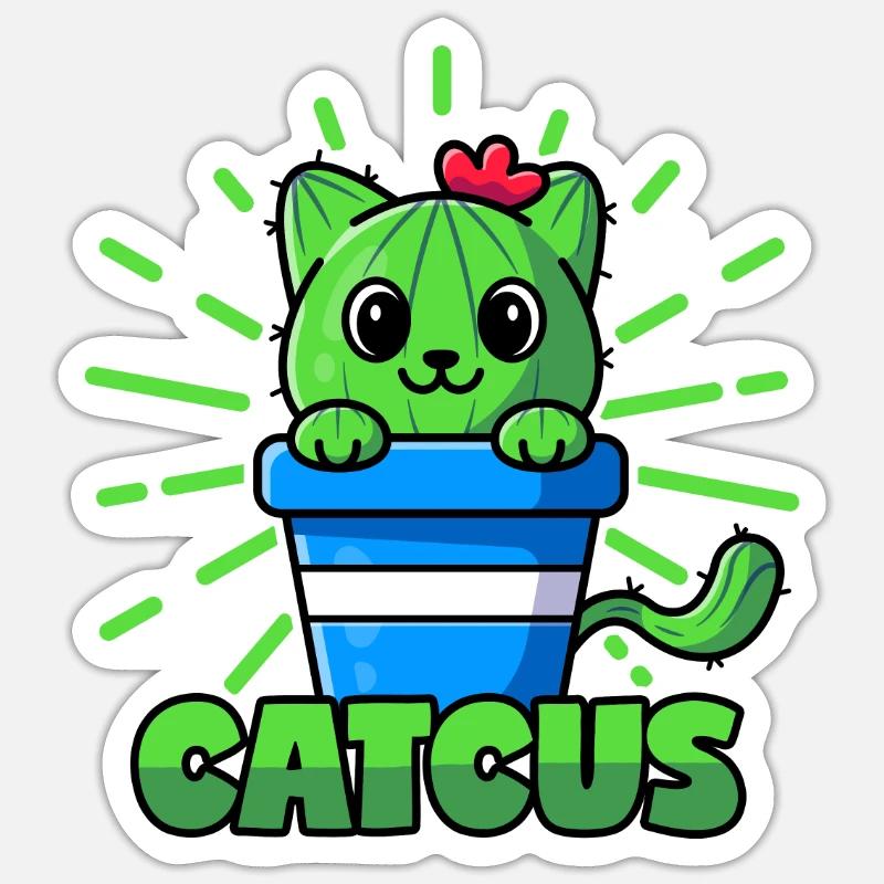 Cats Cactus Pun Catcus - Sticker size S (10 x 10 cm) - white matte