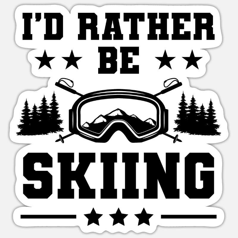 ski ski - Sticker taille S (10 x 10 cm) - blanc mat