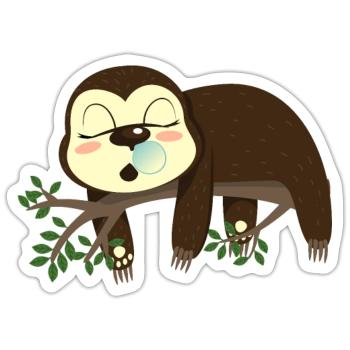 Paresseux endormi - Sticker taille S (10 x 10 cm) - blanc mat - Devant
