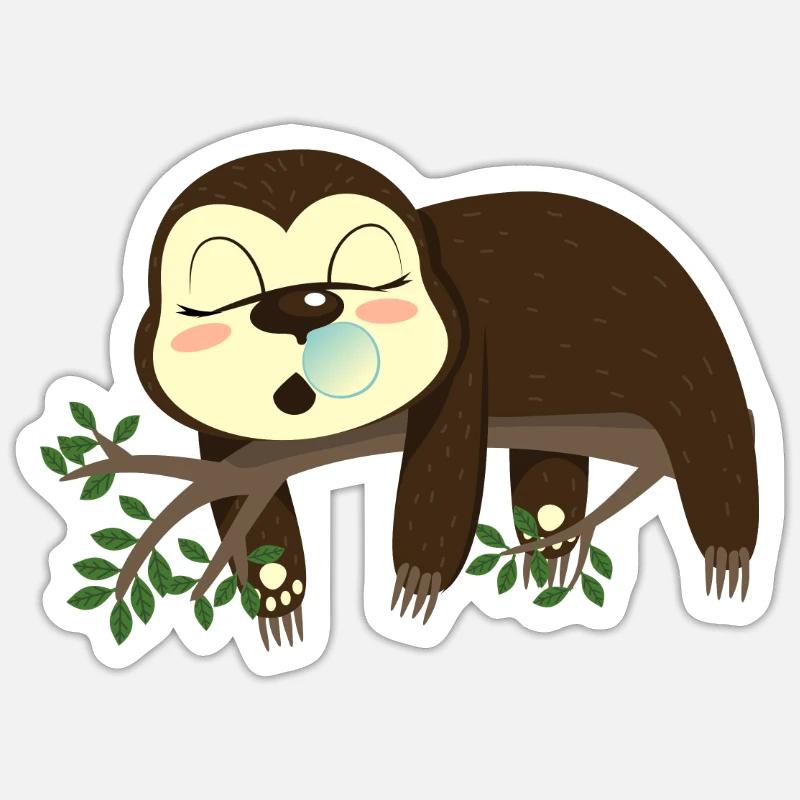 Sleepy sloth - Sticker size S (10 x 10 cm) - white matte