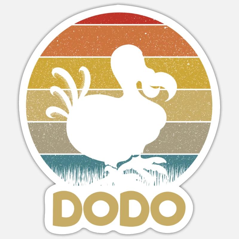 Dodo Retro Sunset Dodo Vogel Silhouette Dodo Vogel - Sticker Größe S (10 x 10 cm) - Mattweiß