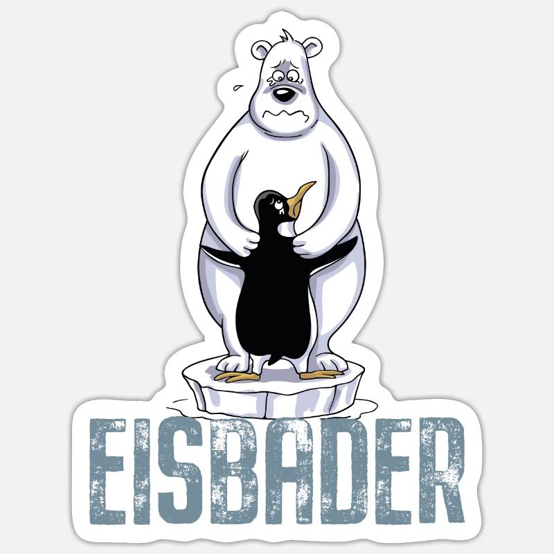 Eisbader Eisbär Pinguin Eisbaden Sauna Spa Eis Sticker Größe S (10 x 10 cm)