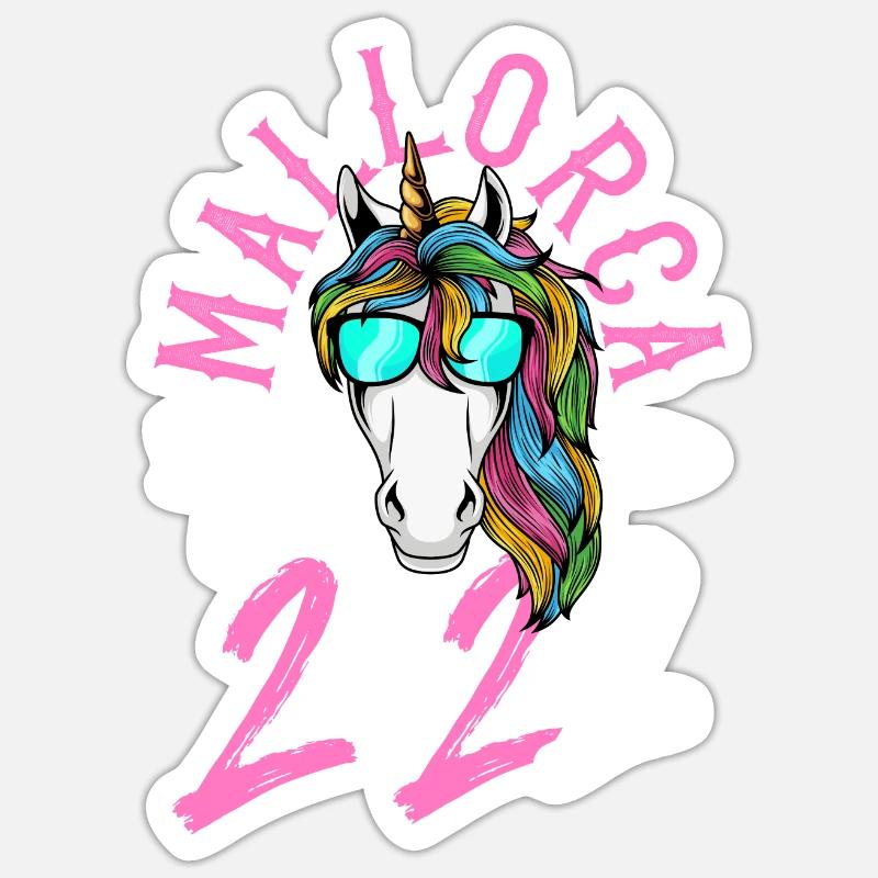 mallorca 2022 einhorn - Sticker Größe S (10 x 10 cm) - Mattweiß