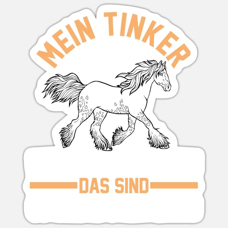 Reiter Pferd Tinker - Sticker Größe S (10 x 10 cm) - Mattweiß