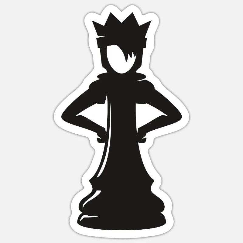 Wütende Schach Dame – Chess Queen Design - Sticker Größe S (10 x 10 cm) - Mattweiß
