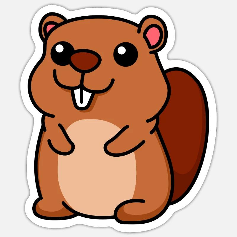 Biber Comic Tier - Sticker Größe S (10 x 10 cm) - Mattweiß