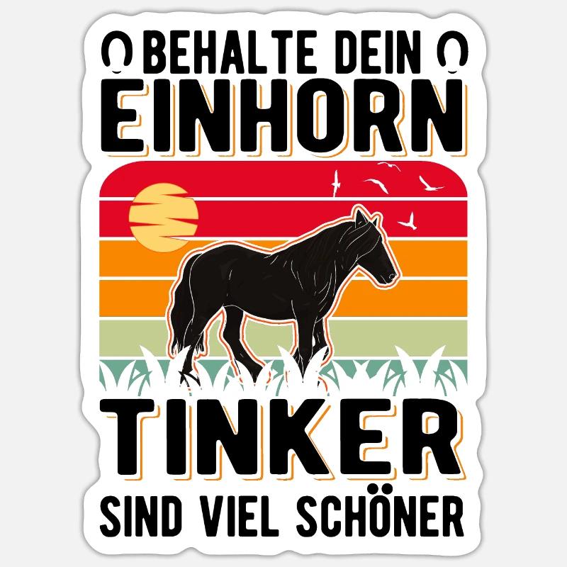 Irish Tinker Pferd Einhorn Tinkerpferd - Sticker Größe S (10 x 10 cm) - Mattweiß