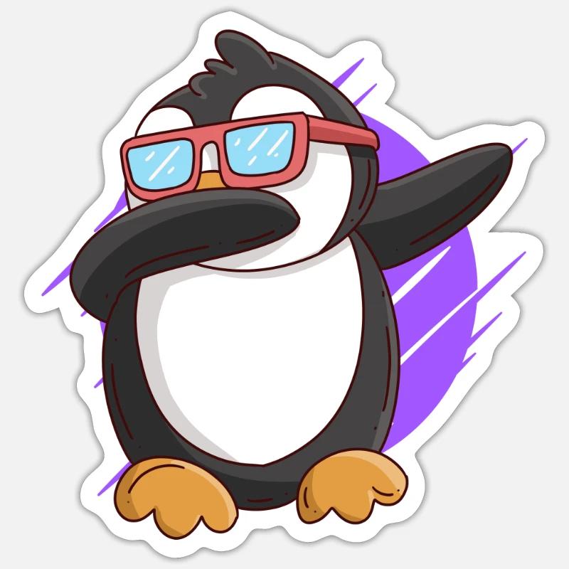 Dabbing Pinguin Kinder - Sticker Größe S (10 x 10 cm) - Mattweiß