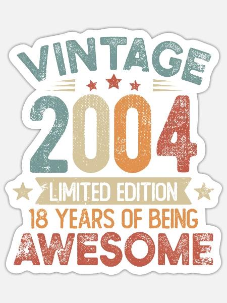 18 Geburtstag Jahrgang 2004 geboren Vintage - Sticker Größe S (10 x 10 cm) - Mattweiß
