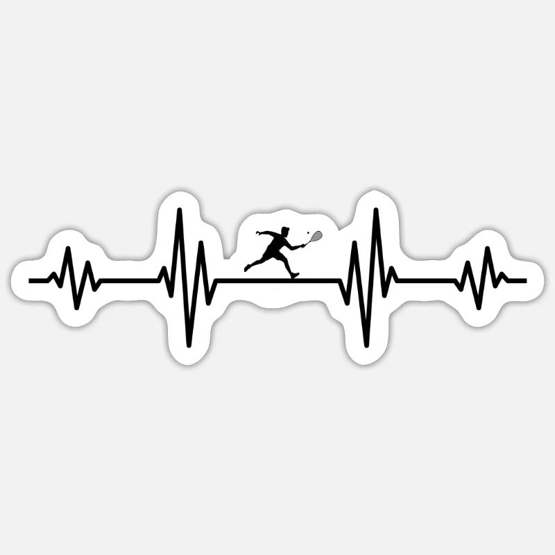 Heartbeat Squash Player - Squash Squash - Sticker taille S (10 x 10 cm) - blanc mat