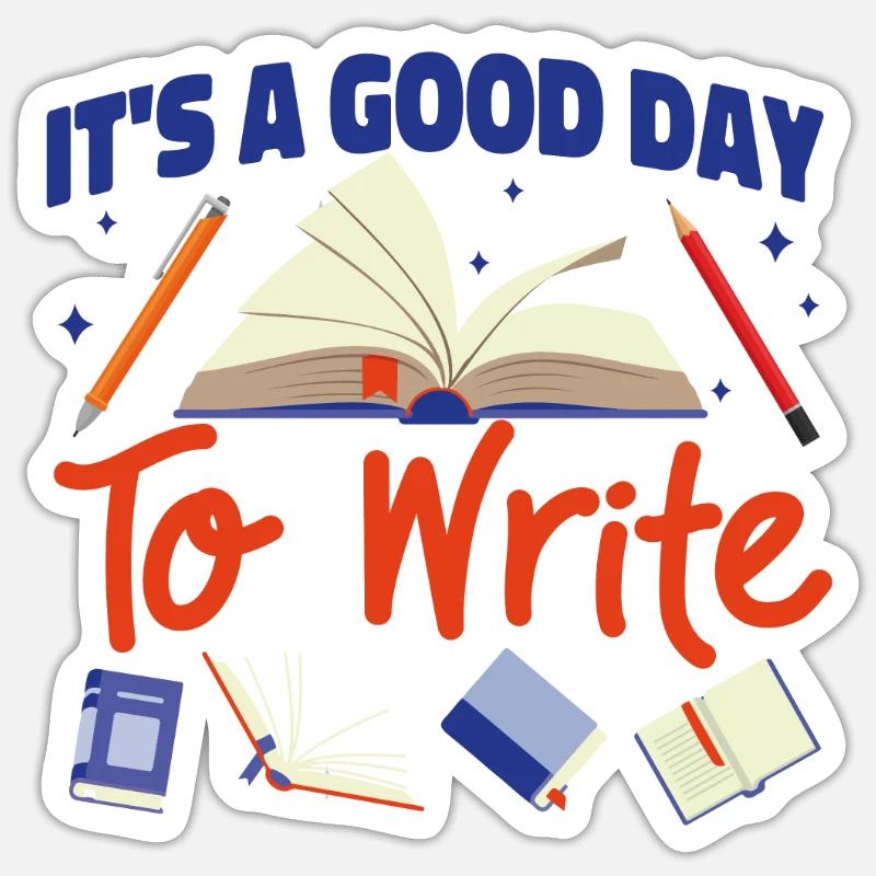 Writing Book Novel Writer & - Sticker Größe S (10 x 10 cm) - Mattweiß