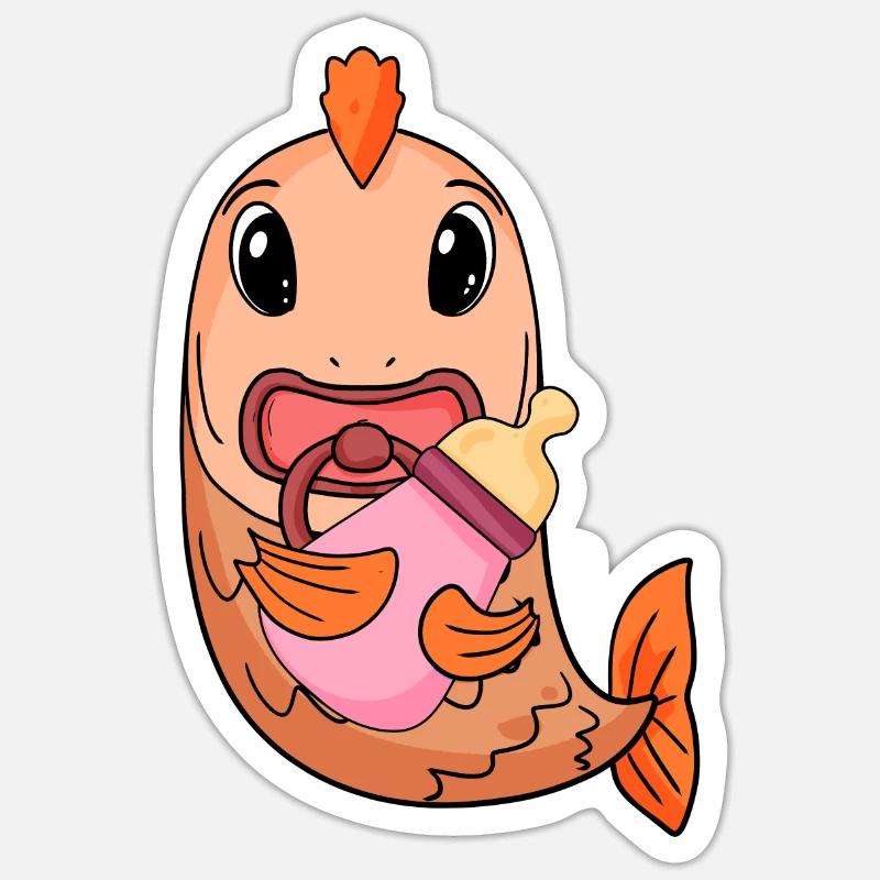 Bébé poisson - Sticker taille S (10 x 10 cm) - blanc mat