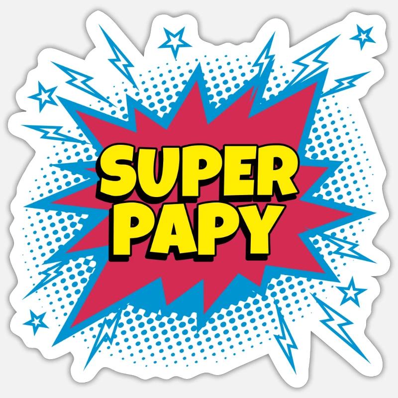 Super Papy super héro superpapy Sticker taille S (10 x 10 cm)