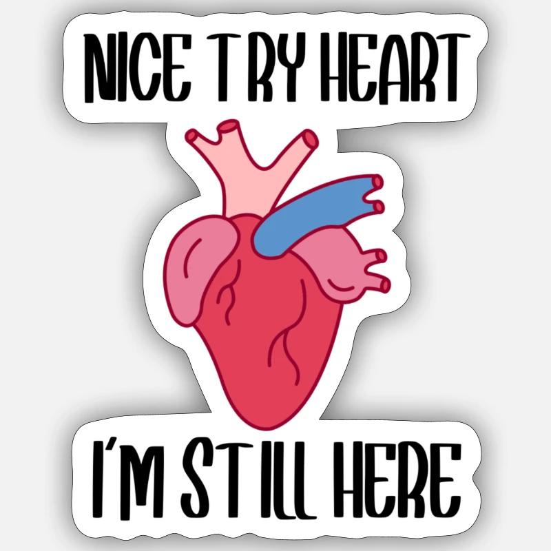 Crise cardiaque ouverte - Sticker taille S (10 x 10 cm) - blanc mat